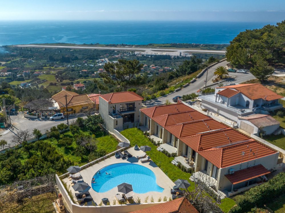 Poesia Hotel Lakithra Kefalonia aerial view pool edit